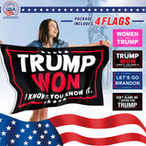 Trump 2024 Flag 4 PACKS - Take America Back Flag, TRUMP WON Flag，WOMEN FOR TRUMP Flag 3x5FT, .Perfect for Re-Elect Trump outdoor indoor (TRUMP WON - 4 PCS)