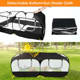 SlowTon Small Animals Playpen, Portable Large Chicken Run Coop with Detachable Bottom Breathable Transparent Mesh Walls, Foldable Pet Enclosure for Puppy Kitten Rabbits Indoor Outdoor(B,Flat Top)