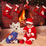 3 Pieces Christmas Dog Pajamas Dog Jumpsuit Santa Snowman Pet Clothes Christmas Pet Pajamas Holiday Costume Jumpsuit for Puppy Cat(Classic Pattern,M (fit 5.5-7.7lbs))