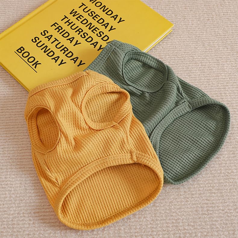 Generic RichePet 4 Pieces Dog Shirts with Breathable and Comfort Small Medium Dog cat pet Clothing Spring Dog Outfits for Small Puppy Cat Pets (X-Large), Yellow Pink Green White