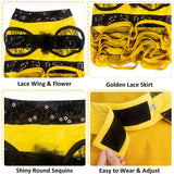 Bee Dog Halloween Costumes, Bumblebee Dress Cosplay Clothes with Cap, Funny Pet Halloween Outfit for Small Medium Large Dogs Cats Christmas Birthday Party Photo Props