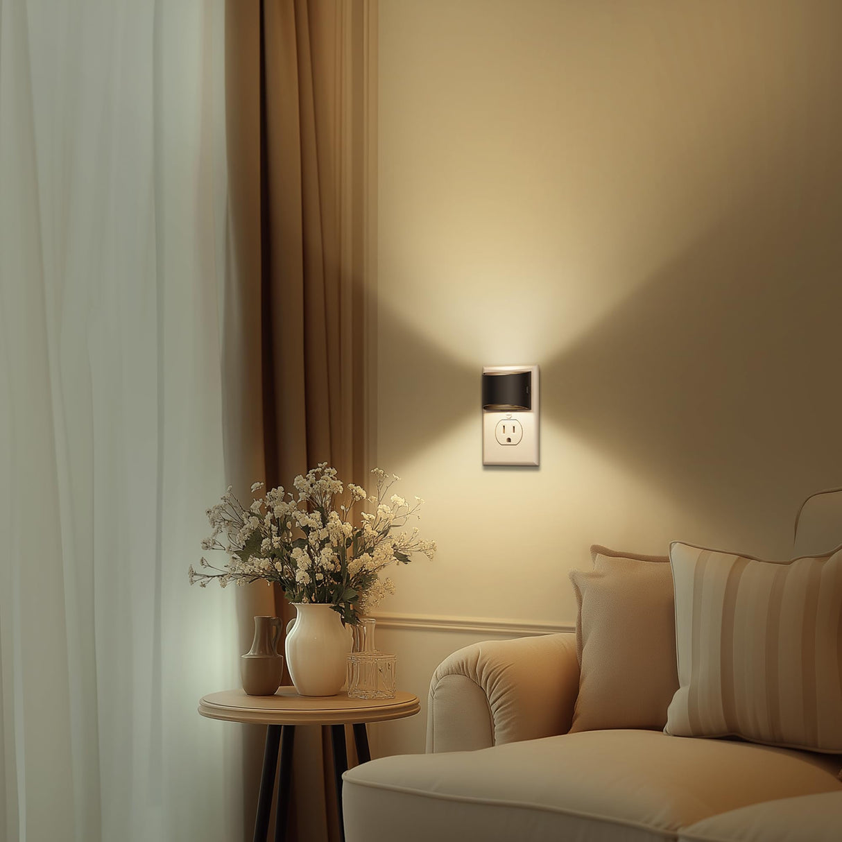 LED Night Light[2 Pack], Night Lights Plug into Wall, 3 Level Brightness Adjustable Plug in Night Light, Dusk to Dawn Sensor, Nightlights for Adults, Bedroom, Bathroom, Hallway, 3000K
