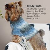 KYEESE Dog Sweater Cable Knit Thick Dog Knitwear Turtleneck Warm with Sleeves Fuzzy Dogs Clothes Gradient Color, Blue, Large