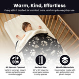 Baby & Pet Blanket 100% Cotton with Sherpa Fleece – Soft Stroller & Cuddle Blanket for Baby, Dog & Cat – Breathable, Hypoallergenic, Washable – 76×96 cm All-Season Blanket Black