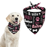 Personalized Dog Bandanas Custom Neckwear Name Button Anti-loosening Dog Scarf Triangle Bibs Kerchief Pet Costume Accessories for Small Medium Large Dogs Cats Pets Birthday-Black