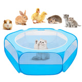 UWE Small Animal Playpen, Chicken Brooder Box with Cover Top, Portable Outdoor Exercise Pet Cage Tent, Waterproof Breathable Pet playpen Indoor for Chick Ktiien Bunny Hamster Guinea Pig, Blue