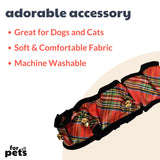 Huxley & Kent Ruff Pet Scrunchy | Shiny Christmas Plaid (Extra-Large) | Festive Christmas/Holiday Neckwear for Dogs/Cats | Fun Stretchable Costume Accessory | Soft Collar with Bells