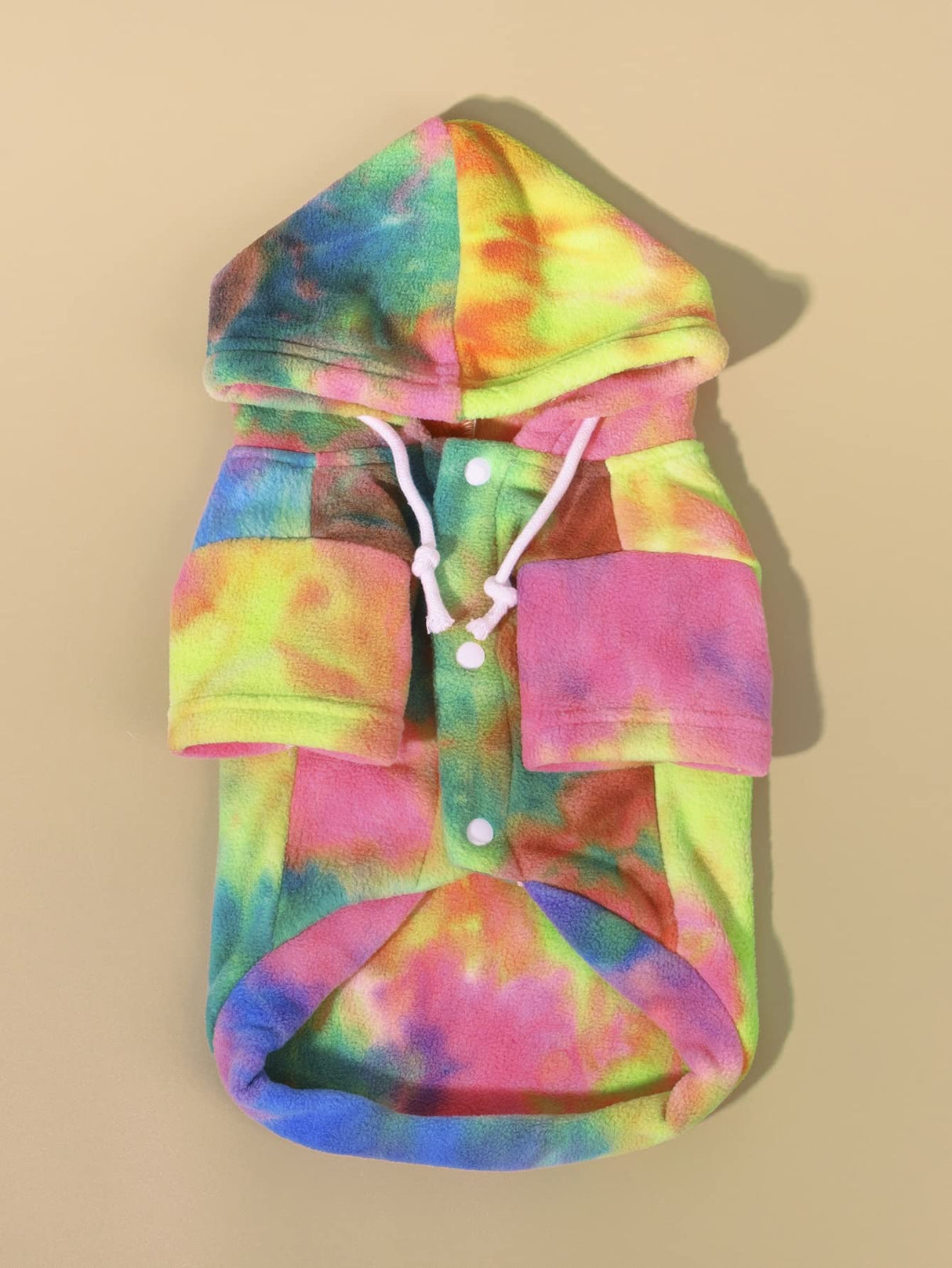 QWINEE Cat Dog Coat Tie Dye Winter Warm Sweatshirt Dog Clothes Multicolor M (QWN01-719860427-M)