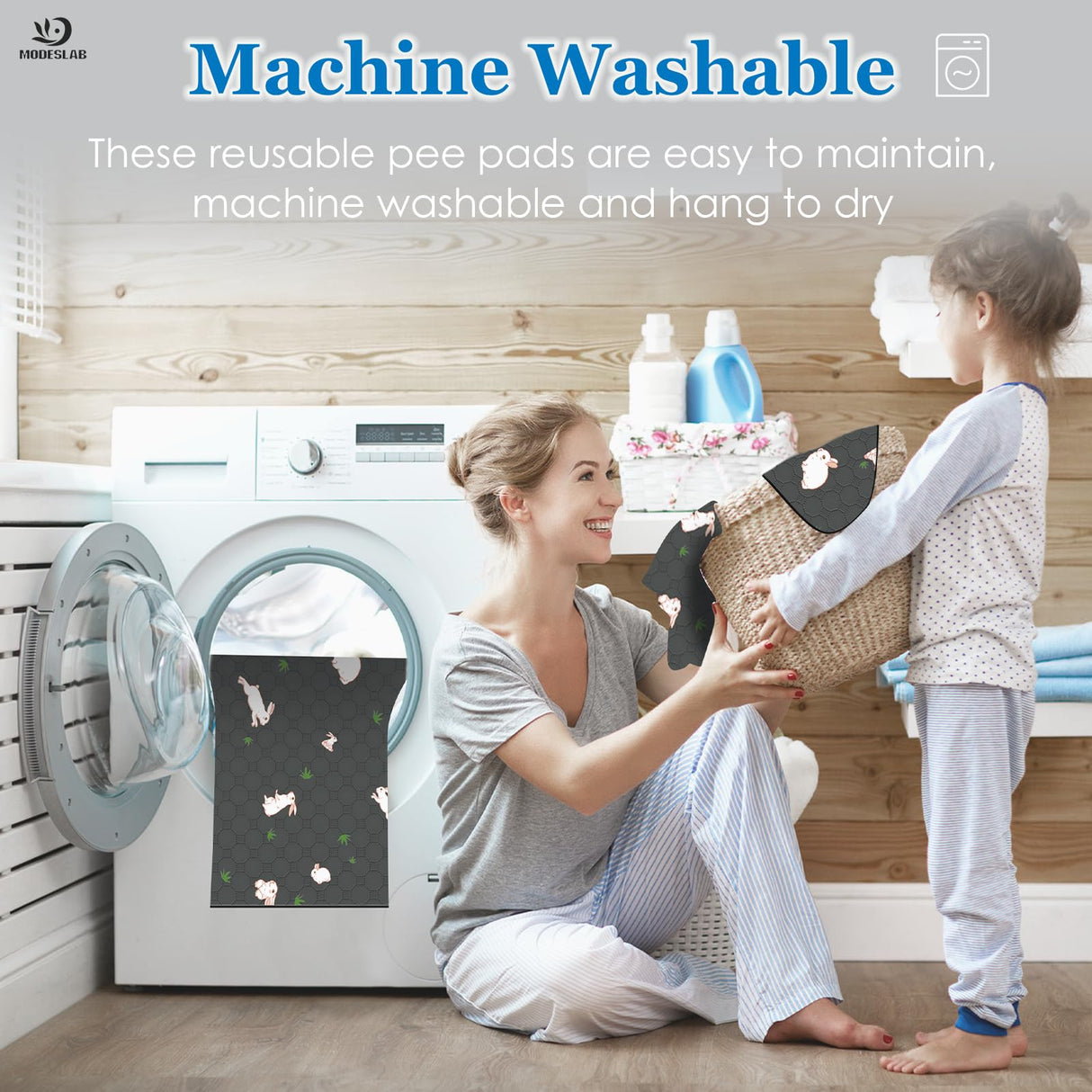 MODESLAB 2-Pack Guinea Pig Cage Liner, 24" x 47" Reusable Guinea Pig Bedding Washable Absorbent Pee Pads for Dogs Rabbit Chinchilla Hamster, Leakproof & Anti Slip