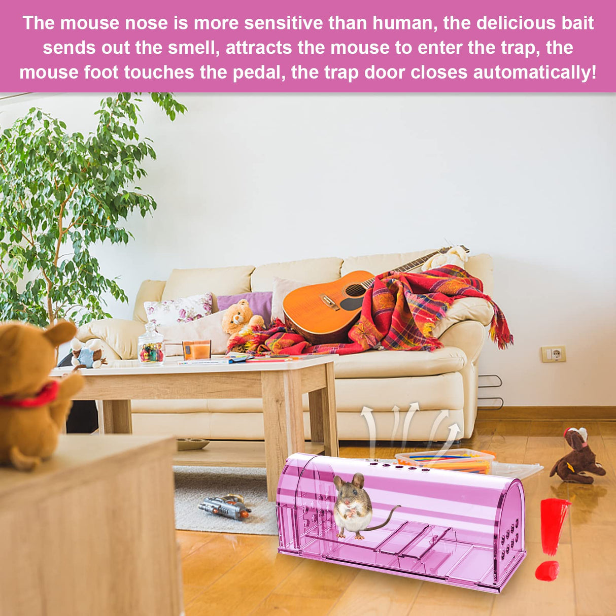 4 Pcs Humane Mouse Traps No Kill, Live Mouse Traps Indoor for Home, Reusable Mice Small Rat Trap Catcher for House & Outdoors