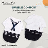 Parisian Pet Sailor Dog Costume - 100% Cotton Dog Clothes for Large Dogs Boys - Lightweight, Breathable Puppy Outfits - Funny French Bulldog Clothes - Cute Navy Pet Shirt - Stretchy T Shirt for Dogs