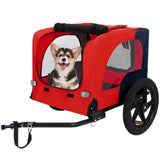 Heavy Duty Dog Bike Trailer with 16" All-Terrain Wheels & Universal Hitch, Foldable Pet/Cargo Carrier for Bicycles, Camping, Hiking (Red)