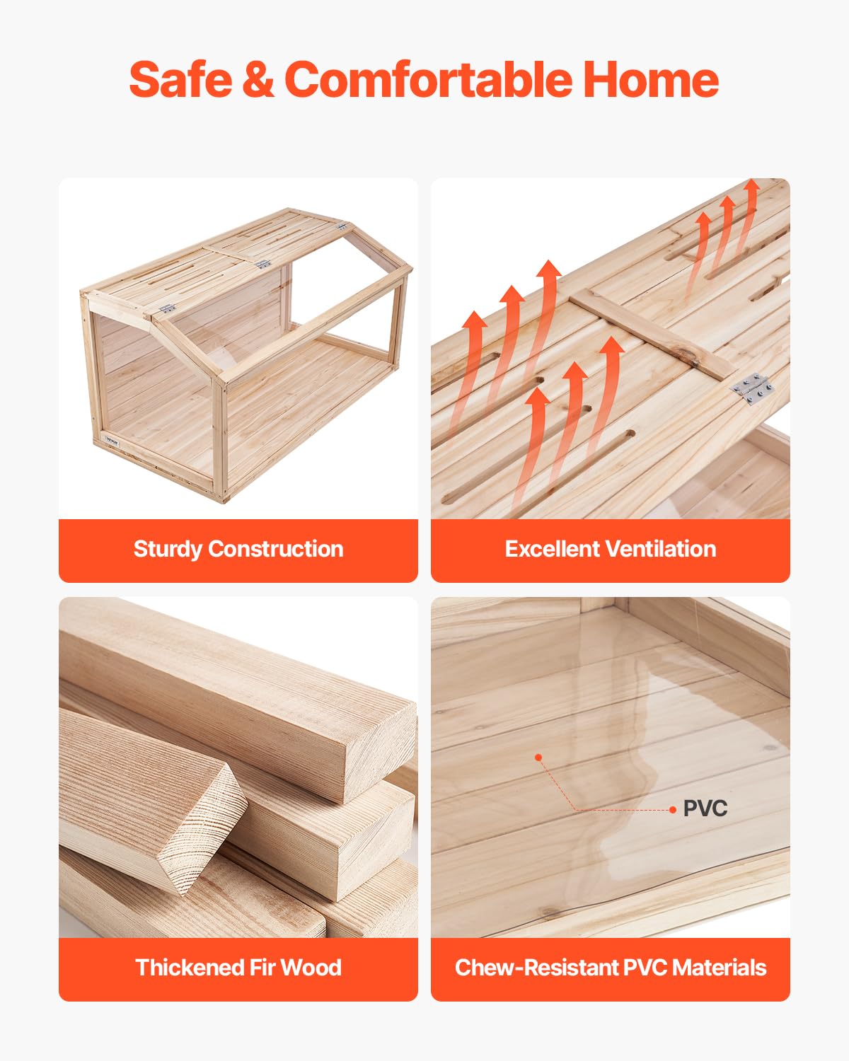 VEVOR Wooden Hamster Cage, 270° Viewing 𝖧amster Habitat, 32 x 16 x 16 in, Dwarf Hamster Cages with Openable Top, Ventilated Small Animal Cage, Pet Mouse Cage for Gerbils, Rats, Guinea Pigs, Mice