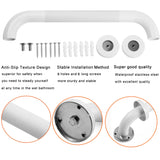 Rackickyer Shower Grab Bar, 2 Pack 12 Inch White Bathroom Grab Bar, 1.25" Diameter 304 Stainless Steel Anti-Slip Grab Bars for Bathtubs and Showers, Handicap Shower Grab Bar for Seniors Elderly