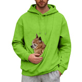 Shunking Pet Pouch Hoodie Men Kangaroo Pouch Hoodies Pocket Puppy Cat Care Shirt Dog Carrier Pullover Animal Holder Top Unisex (Light Green, XXL)
