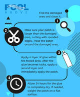 Heavy Duty Vinyl Repair Patch Kit for Above-Ground Pool Liner Repair; Glue and Patch Inflatables; Boat; Raft; Kayak; Air Beds; Inflatable Mattress Repair Blue