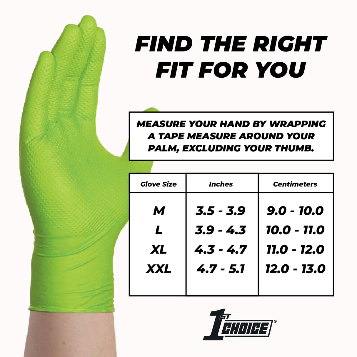 1st Choice 6 mil Mechanic Gloves, Nitrile Gloves Disposable Latex Free - XXL Box of 1000 Green Nitrile Disposable Glove