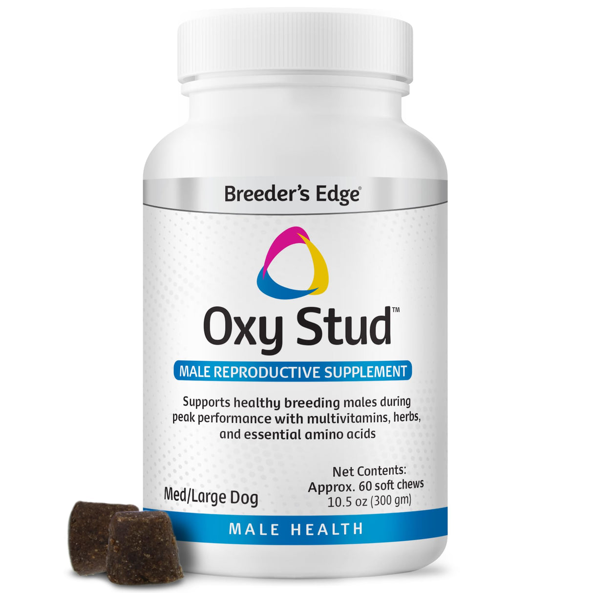 Breeder’s Edge Oxy Stud Male Supplement Multivitamin for Dogs & Cats, Helps Support Breeding, Fertility and Nutritional Needs Specific to Male Reproductive Health, Soft Chews - 60ct Medium & Large Dog