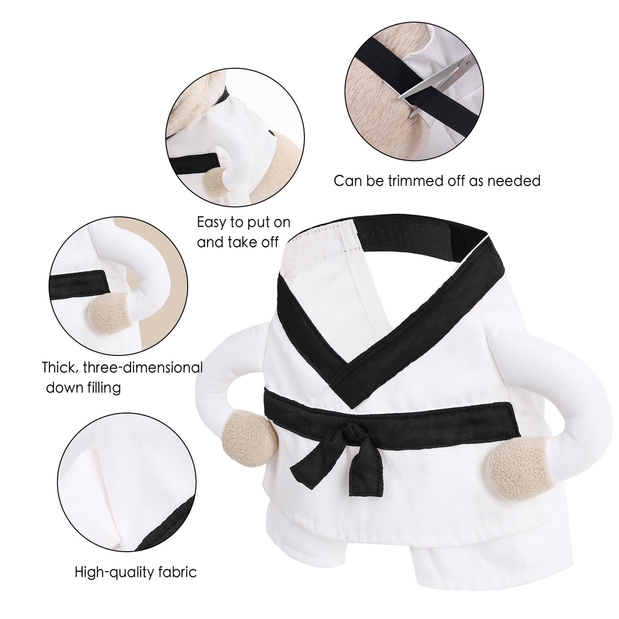 ETIAL Martial Arts Pet Costume for Halloween - Karate Uniform with Adjustable Self-Adhesive Strap for Dogs & Cats - Funny Animal Costume Easy On/Off M