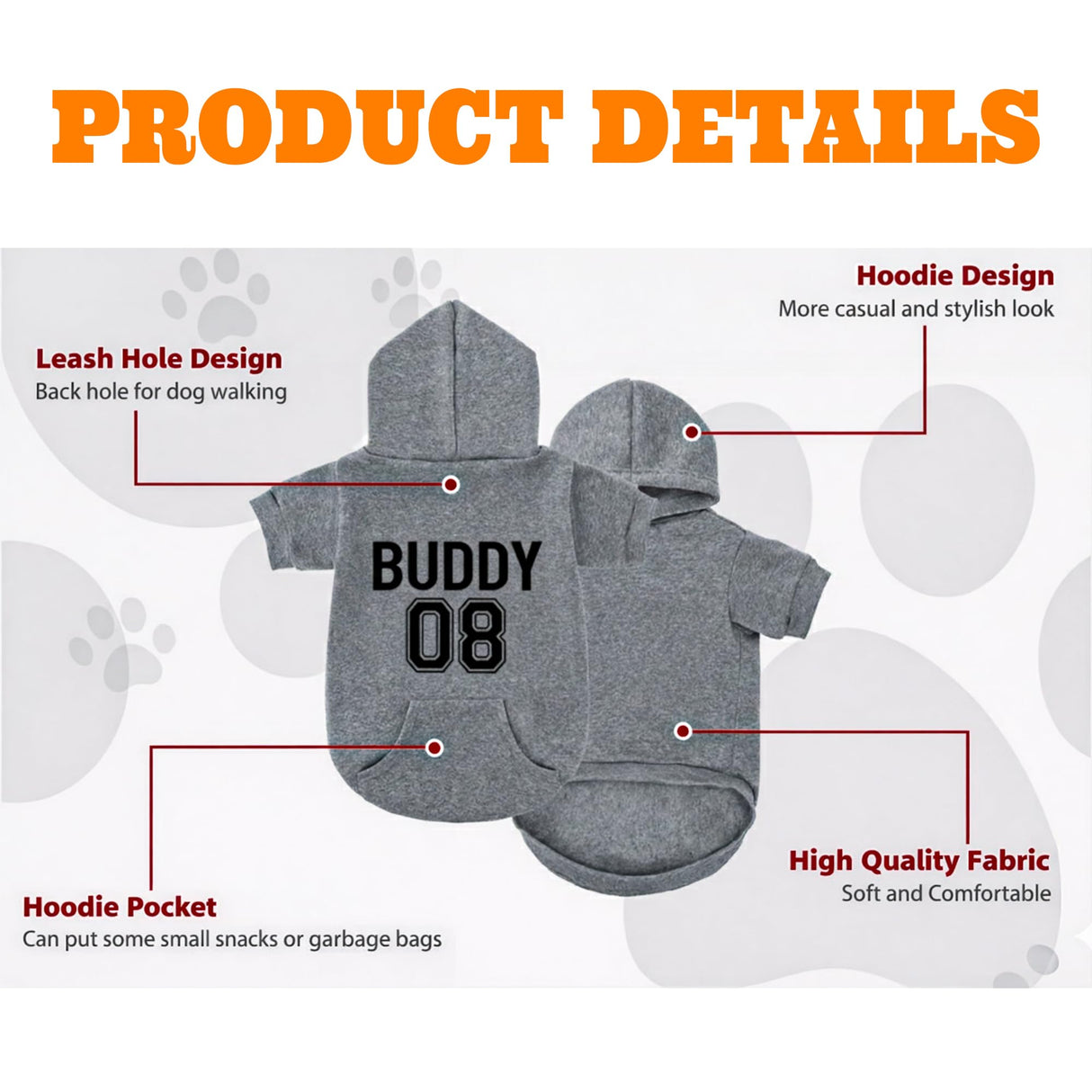 Personalized Dog Hoodie with Name/Text, Custom Embroidered or Printed Dog Sweater, Warm Winter Hoodie for Puppies, Cute Birthday Outfit, Unique Gift for Pet Lovers, A3