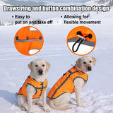 Dog Winter Coat with Fleece Lining for Medium Dogs– Warm Waterproof Windproof Snow Vest for Cold Weather, Reflective Blaze Orange Safety Dog Jacket, Easy-On Adjustable Fit with D Ring, L