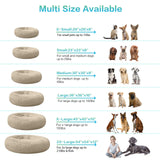 SAVFOX 45 inches Calming Donut Dog Bed - 3X Durable Plush Faux Fur, Machine Washable & Non-Slip, Fits up to 150 lbs, Beige
