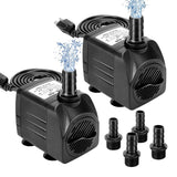GROWNEER 2 Packs 550GPH Submersible Pump 30W Ultra Quiet Fountain Water Pump, 2000L/H, with 7.2ft High Lift, 3 Nozzles for Aquarium, Fish Tank, Pond, Hydroponics, Statuary