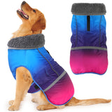 Dogcheer Warm Dog Coat, Waterproof Dog Winter Jacket Christmas Puppy Cold Weather Coats with Buckle, Reflective Adjustable Pet Snow Jacket for Small Medium Large Dogs - Gradient Blue-red, 3XL