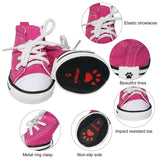 BESUNTEK Pet Dog Shoes,4pcs Puppy Canvas Sport Shoes Sneaker Boots, Non Slip Causal Shoes Dog & Cat Paw Protective Cover for Outdoor Walking, Sports and Hot Pavement, #3 Pink