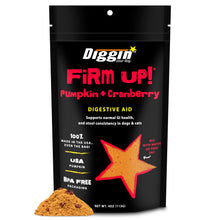 Load image into Gallery viewer, Diggin’ Your Dog Firm Up Pumpkin for Dogs &amp; Cats with Cranberry, 100% Made in USA, Pumpkin Powder for Dogs, Digestive Support, Apple Pectin, Fiber, Healthy Stool, 4 oz
