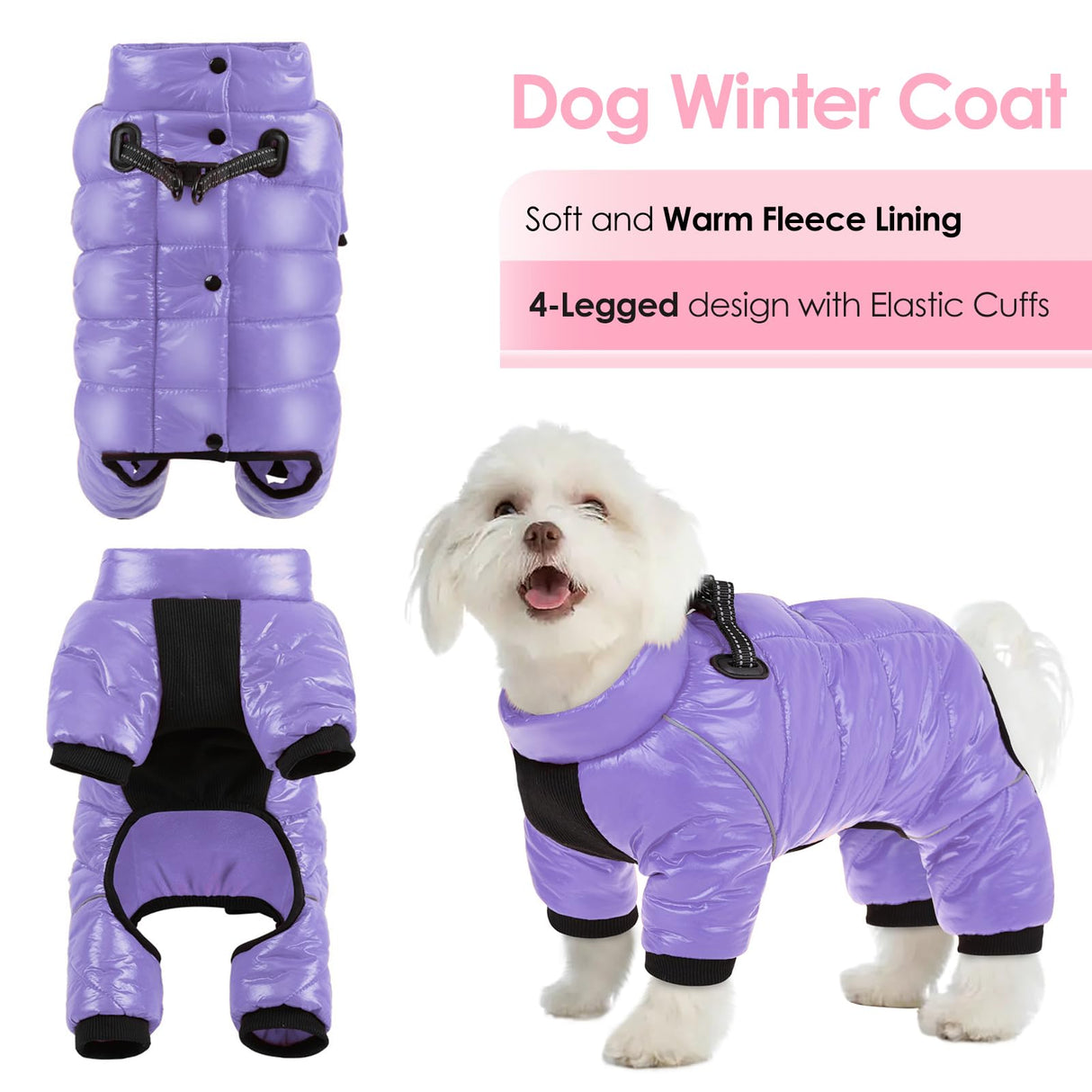 AOFITEE Dog Coat, Waterproof Dog Jacket for Winter, Warm Fullbody Dogs Snowsuit, Winter Coat for Small Dogs, Zip Up Pet Puffer Jacket Fleece Vest, Outdoor Reflective Cold Weather Pet Coats, Medium