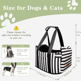 Cullaby Dog Car Seat for Small Dogs Under 15 lbs – Center Console Pet Carrier with Safety Belt, Storage Pockets, Removable Washable Cover – B&W Stripes, Secure & Comfortable for Small Puppies/Cats