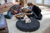 SELUGOVE Round Dog Bed Replacement Cover 36D × 4H Inch Washable Grey Thickened Waterproof Oxford Fabric with Handle and Zipper Reusable Dog Bed Liner for Small to Medium 25-35 Lbs Puppy
