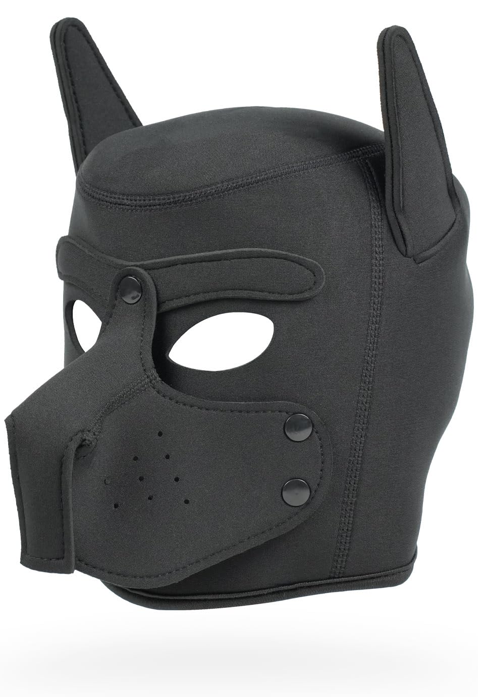Cleiree Neoprene Puppy Mask - Dog Hood with Detachable Muzzle - Adjustable Cosplay Headgear for Role Play & Party (Black, one size)