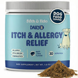 Fifth & Fido Dog Allergy Relief Formula – Natural Daily Food Topper Powder for Dog Itching Skin Relief, Immune & Gut Support with Turkey Tail, Quercetin & Probiotics