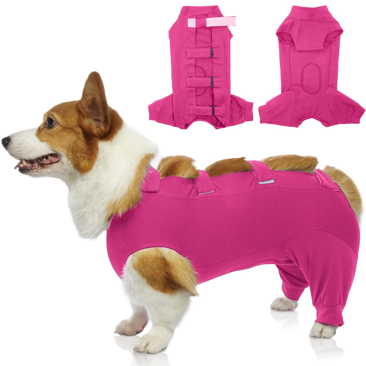 IECOii Dog Onesie for Surgery,Dog Surgery Suit Female Spay Recovery Suit for Medium Size Dog,Dog Recovery Suit Male Pet Abdominal Anti Licking Shirt,Dog Bodysuit Alternative to Cone E-Collar,M-Rosered