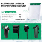 Esctabalt 16 Count Medium Filter Cartridges Compatible with Whisper Bio Bag Filters, Large Aquarium Filter Cartridge for Whisper 10i/IQ10/PF10 and Repto Filter 90 GPH