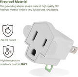 3 Prong to 2 Prong Polarized Grounding Adapter, Wall Outlet Converter JACKYLED 3-Prong Adapter Fireproof Material 392℉ Resistant Heavy Duty for Household, Christmas Light, Indoor Use Only, 10 Pack