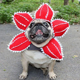 Pet Demon Hat Costume Scary Halloween Dog Headband Demogorgon Costume Headgear Props Cosplay Outfits Cute Clothes for Small Medium Dogs Puppy Cat Kitten Monster Headwear Devil Decorations