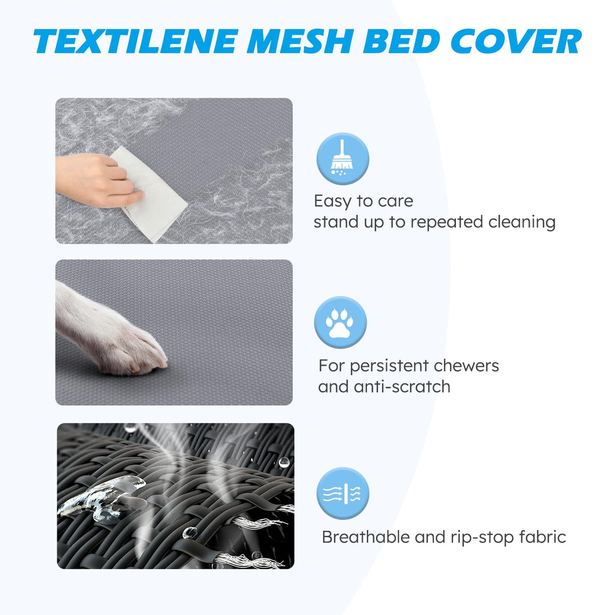 Heeyoo Elevated Dog Bed, Cooling Raised Pet Cot with Chew Proof Washable Breathable Mesh and Metal Frame, Portable Dog Cot Bed with No-Slip Feet for Outdoor or Indoor Use