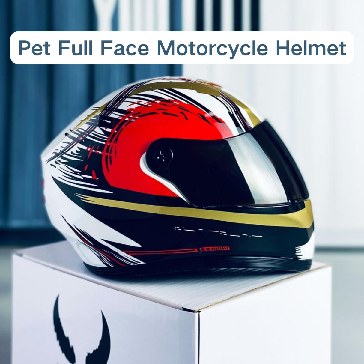 FORZENA Dog Motorcycle Helmet Cat Full Face Motorcycle Helmet Outdoor Motorcycle Bike Riding Helmet Hat for Doggie Puppy Kitten Pet Supplies Racing Car Fan Collectible Small Gift (Red)