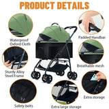 ZHUOKECE 3-in-1 Pet Dog Stroller, Dog Wagon with Removable Carrier, Cat Stroller for Medium Dogs Up to 55lbs (Green)