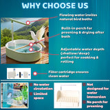 ianjetty Parakeet Bird Bath for Cage Indoor, Parrot Bird Shower Budgie Bath Splash Guard, Automatic Circulating Water Bathtub for Pet Bird, Lovebird, Cockatiel, Finches, Cockatoo, Conure