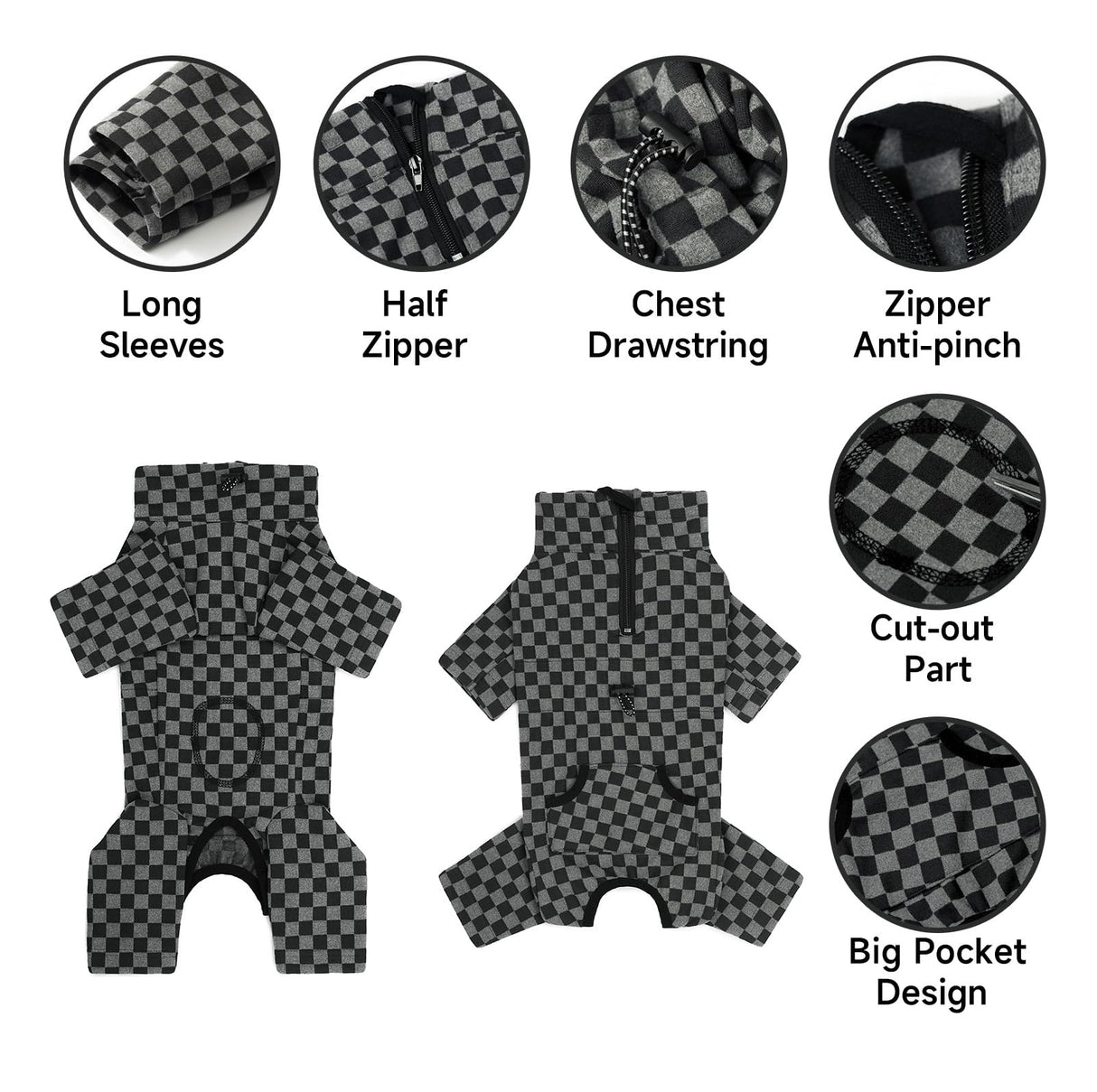 Dog Winter Coat, Warm Fleece Dog Cold Weather Coats, Plaid Turtleneck Dog Pajamas, Pullover Dog Jumpsuit, Turtleneck Dog Winter Clothes for Small Medium Dogs, Dog Onesie Anti Hair Shedding