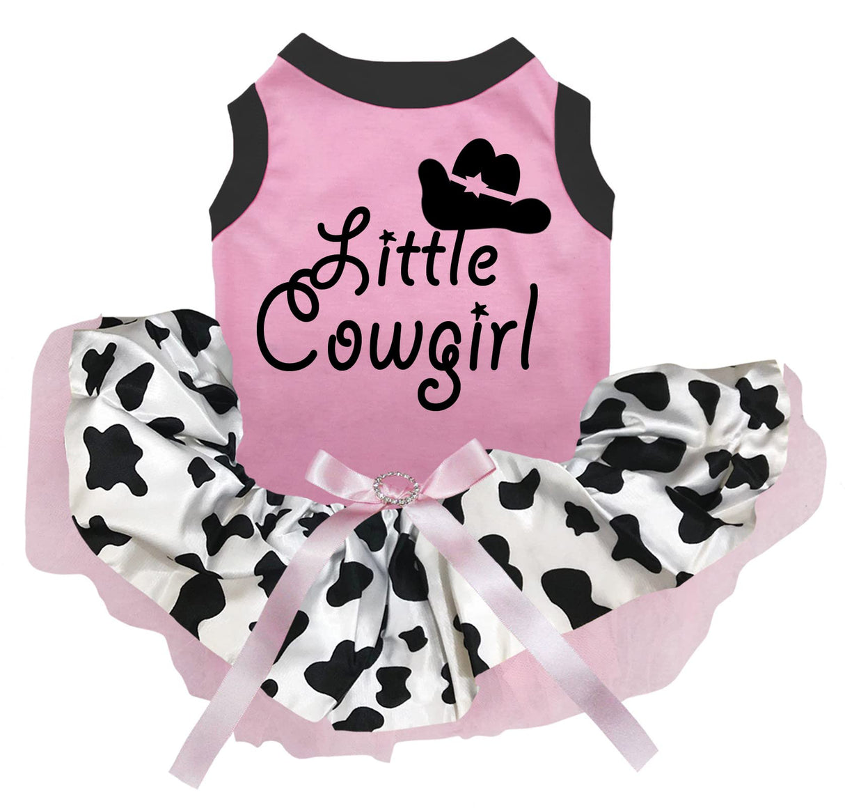 Petitebella Little Cowgirl Puppy Dog Dress (Pink/Cow, Medium)