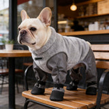 Dog Winter Coat, Waterproof Insulated Quilted Full Body Suit with Attached Boots for Small Medium Dogs, Reflective Outdoor Walking Snow Outfit (Grey, L)
