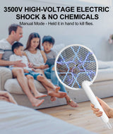 MOSQZAP Electric Fly Swatter 2 Pack, Foldable Bug Zapper Racket USB Rechargeable Fly Zapper Mosquito Zapper Racket w/Hands-Free & Handhold Modes, Outdoor/Indoor Killer for Flies, 3,500 Volt