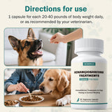 Blood Support for Dogs, Yunan Sanqi Capsules for Dogs for Hemangiosarcoma, Hemoabdomen, Pericardial Effusion, Cancer Bleeding, Severe Bruising, Ulcer-Related Bleeding, Bloody Stools - 60 Capsules
