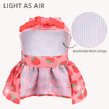 PUPTECK Cute Dog Dress with Bowknot and Leash Ring, Soft Breathable Dog Clothes Puppy Princess Girl Outfit, Pet Apparel Costume for Small Medium Sized Dogs, Pink Strawberry XS