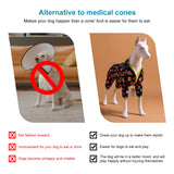 LovinPet Clothes for Labrador Pajama, Anxiety Calming Shirt,Anti Licking Dog Pajamas, Lightweight Fabric, Vintage Happy 2 Quilted Multi Print, Large Dog Pjs, Pitbull Clothes, Black Yellow M